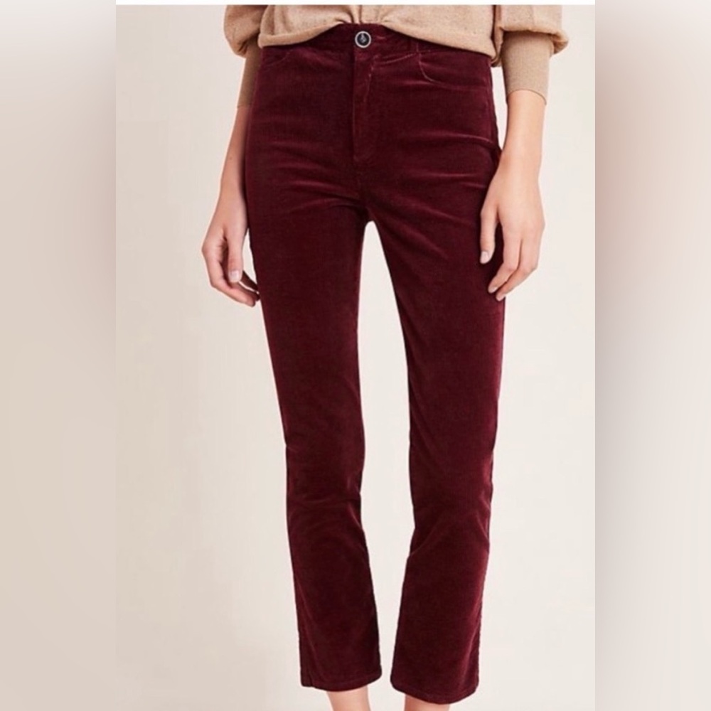 PAIGE Hoxton Slim Corduroy Pants | Burgundy | Size 26
